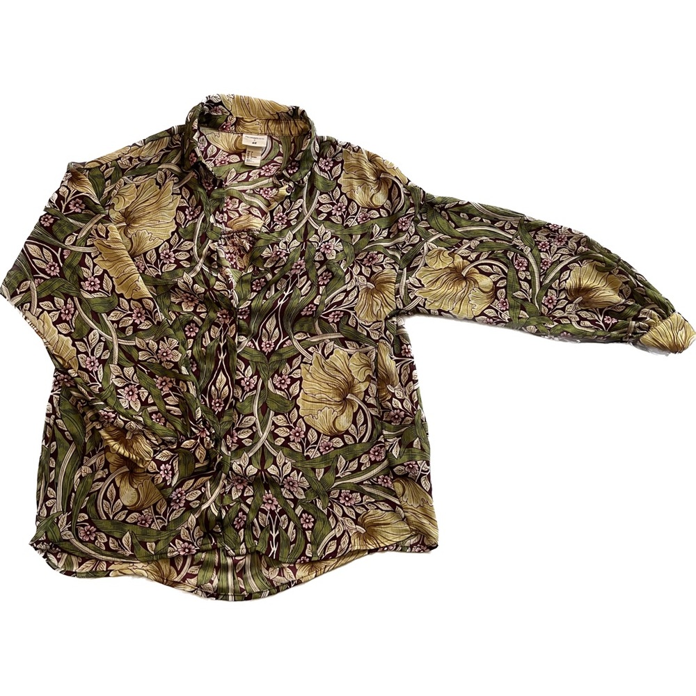 floral chiffon morris & co x h&m collab button up